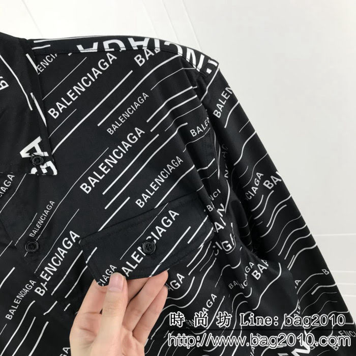 Balenciag@ 19ss秋冬新款襯衣 全身印花logo 定制絲光混紡面料 高版本情侶款 ydi2364